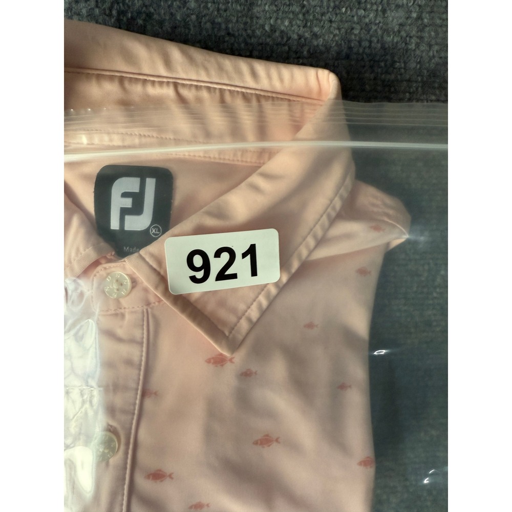 FootJoy Golf Polo Shirt Mens XL Pink Fish Print Short Sleeve Athletic - Picture 11 of 11